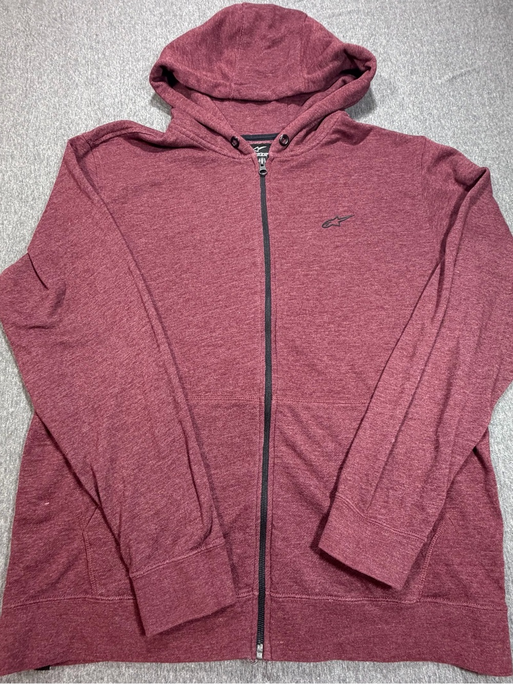 Alpinestars Burgundy Full Zip Hoodie Jacket Red Racing Moto Motorcyle Mens L
